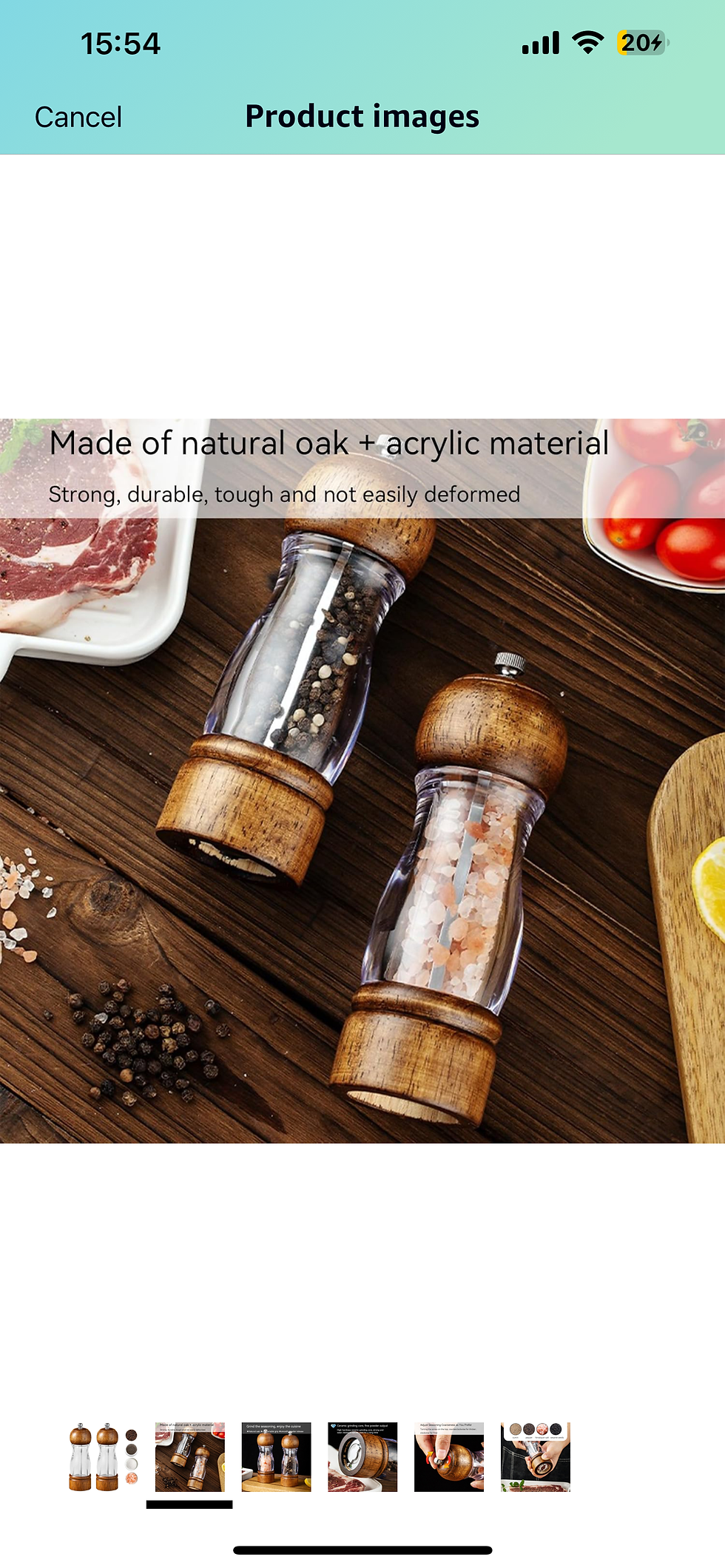 2 Pcs 16cm Pepper Grinder Acrylic and wood Pepper Mill