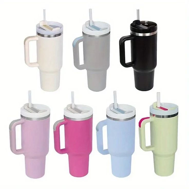 1200ml insulated mug with handle and straw
