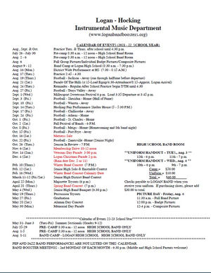 2021-22 Calendar of Events