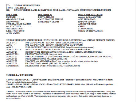 Important Fall Dates & Information