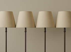 Lampshades made from styrene material with lamination and embossed finish
