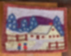Antique primitive hook rug of children and home - Ann Badasch