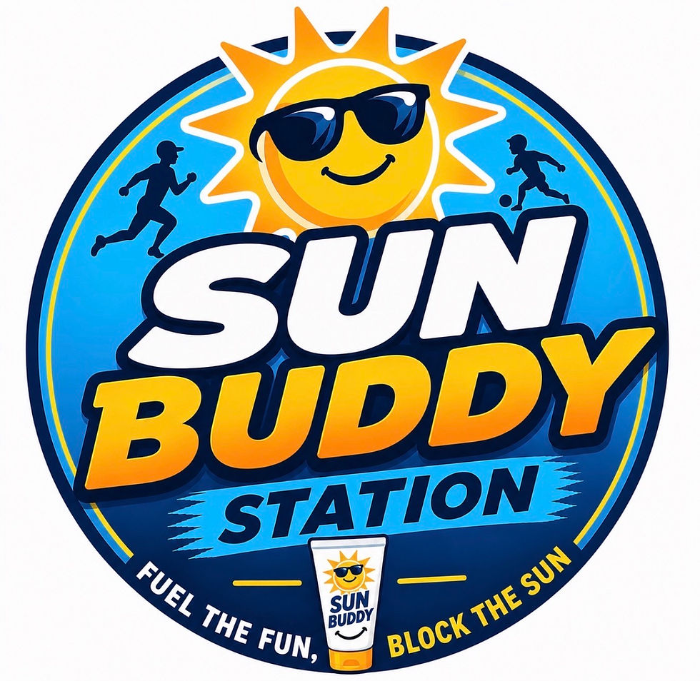 SunBuddy sunscreen station in a bright beach setting