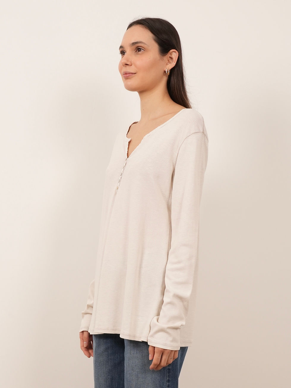 Thumbnail: Cotton t-shirt with front buttoning