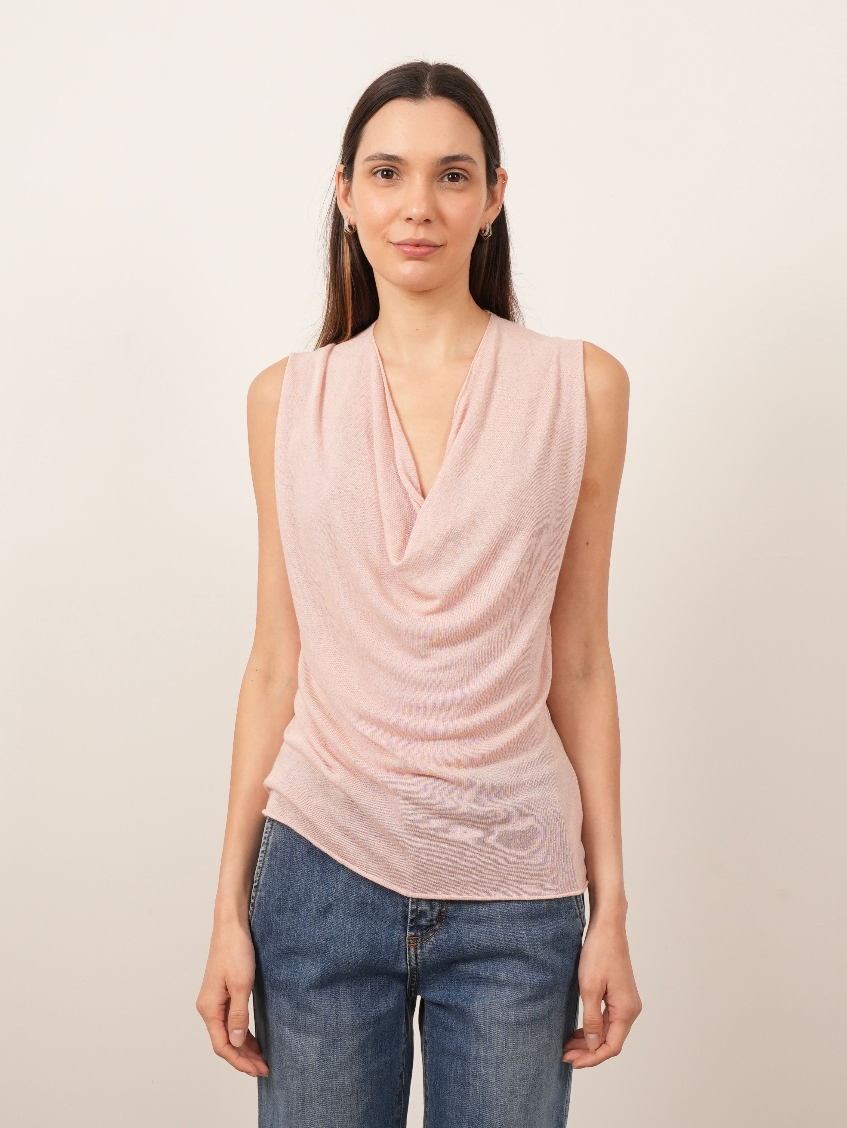 Linen blend cowl neck sweater