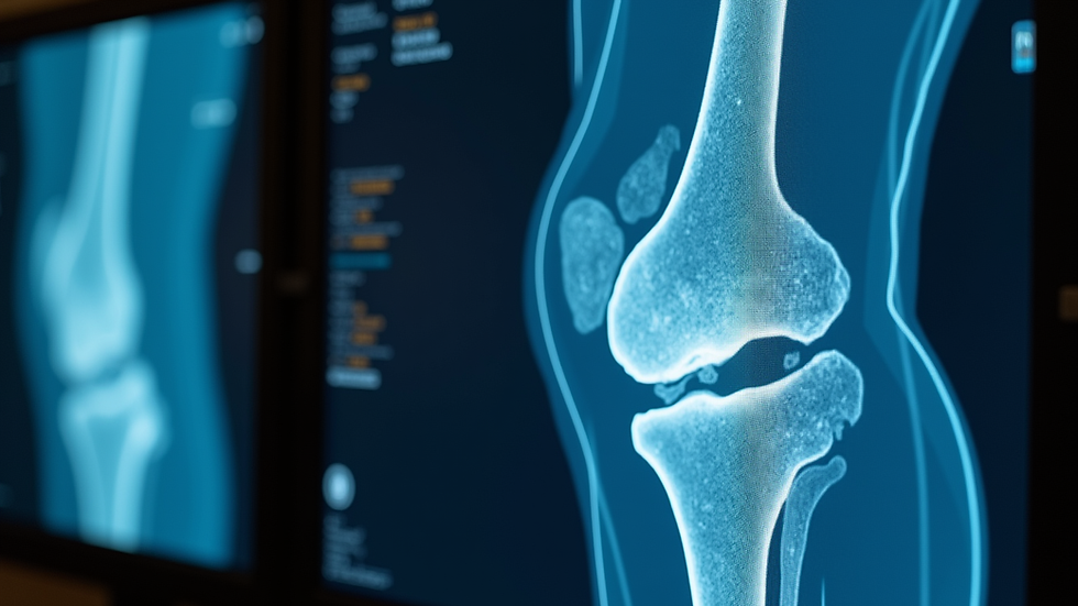 Close-up view of a knee MRI scan on a computer screen