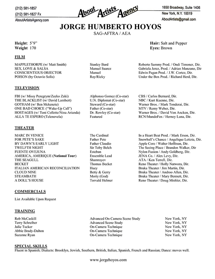 JORGE HUMBERTO HOYOS RESUME - About Arti