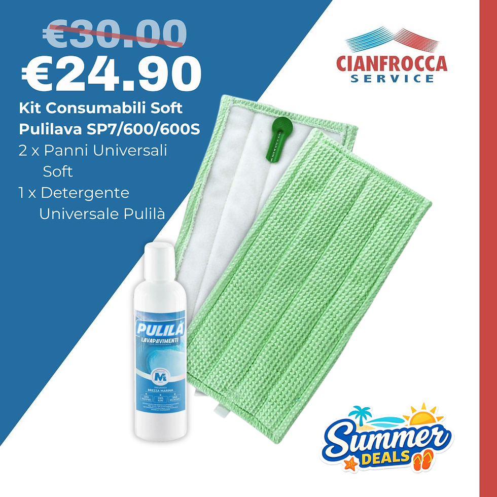Kit Consumabili Panni Detergente Lavapavimenti Soft Pulilava Folletto SP7 SP600 SP600S