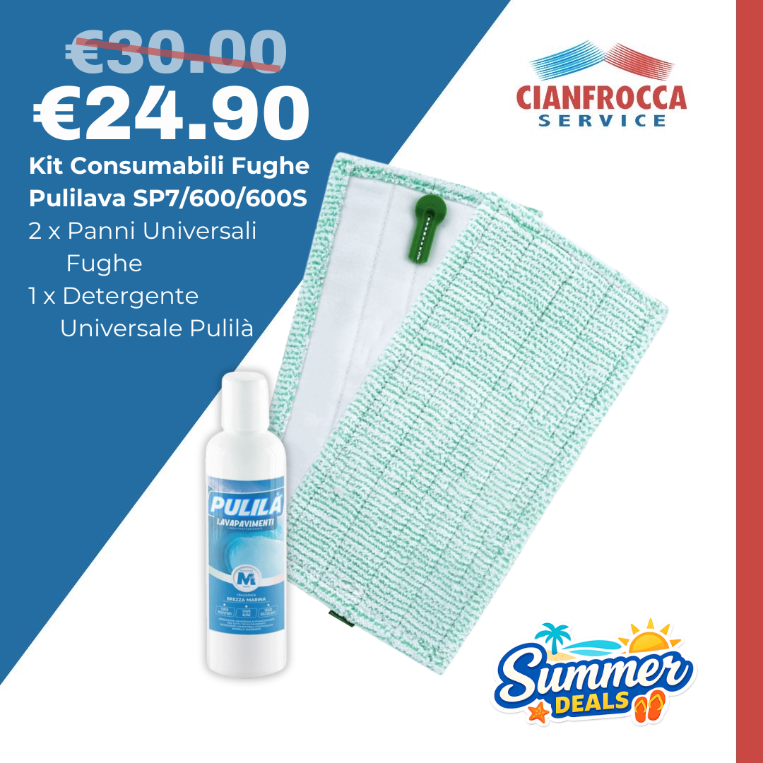 Kit Consumabili Panni Detergente Lavapavimenti Fughe Pulilava Folletto SP7 SP600 SP600S
