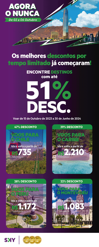 Destinos - Chile, Caribe, Peru e Montevidéu