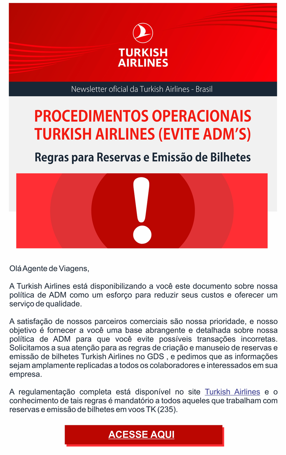 Procedimentos Operacionais Turkish Airlines (evite ADM'S)