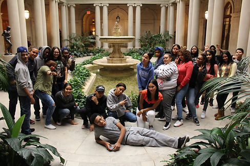 Student group photo at museum