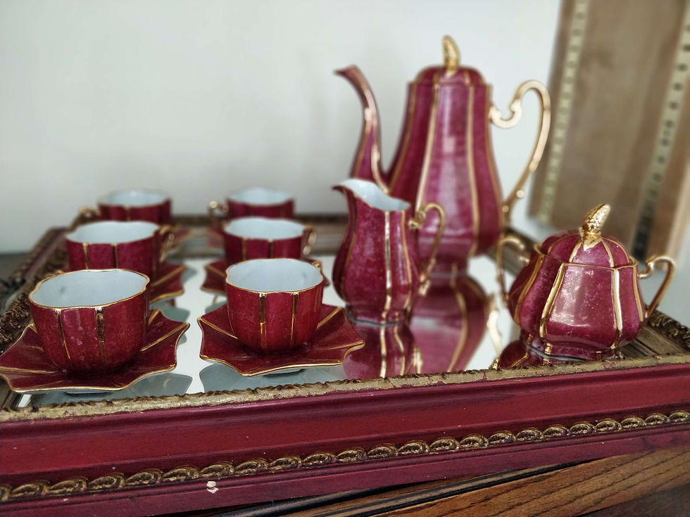 Miniatura: Unique & Chic Coffee Set of 6 Magenta and Pure Gold with offer of the Tray 