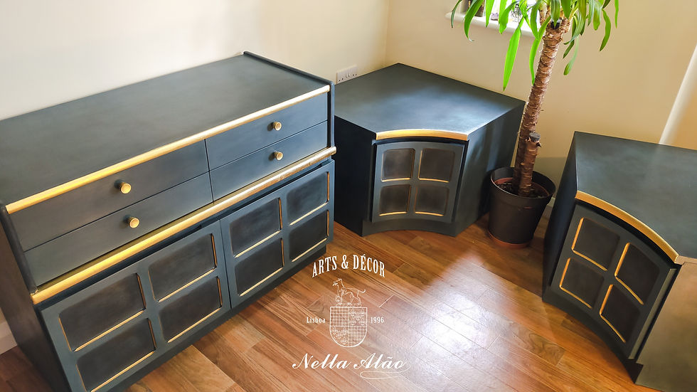 Thumbnail: Stylish Retro Danish Nathan Sideboard + Extra 2 Cabinets— Dark Blue / Teal