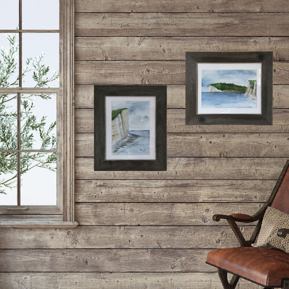 Thumbnail: Birling Gap and Seven Sisters, set of 2 paintings framed 