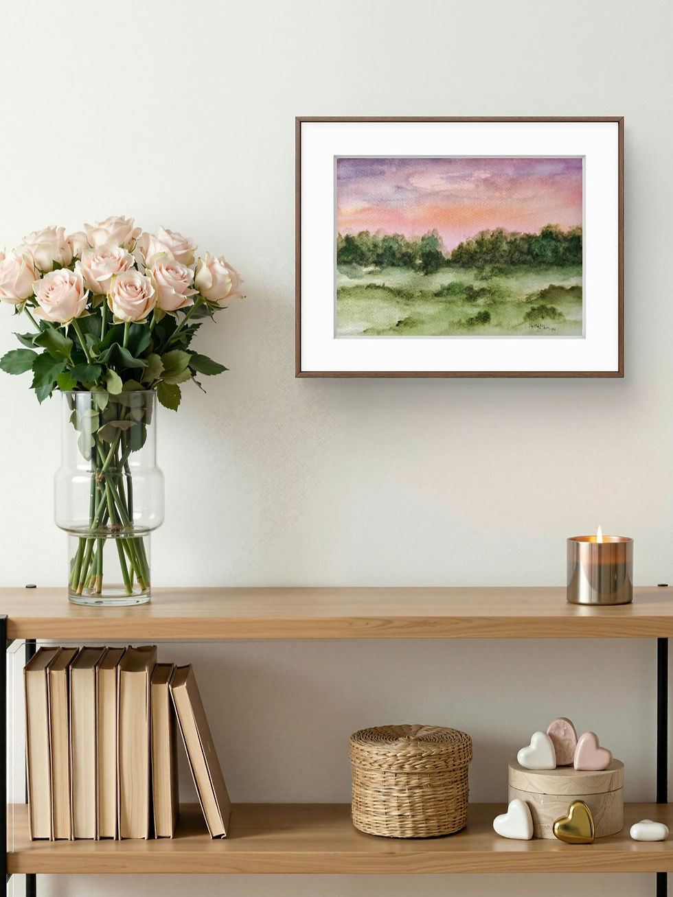 Thumbnail: Dusk at New Forest, Watercolour painting
