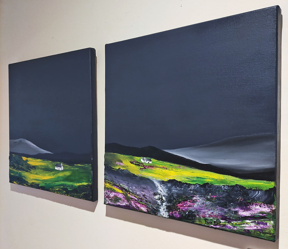 Miniatura: Beautiful colours of landscape glowing in a dark minimalistic flat background