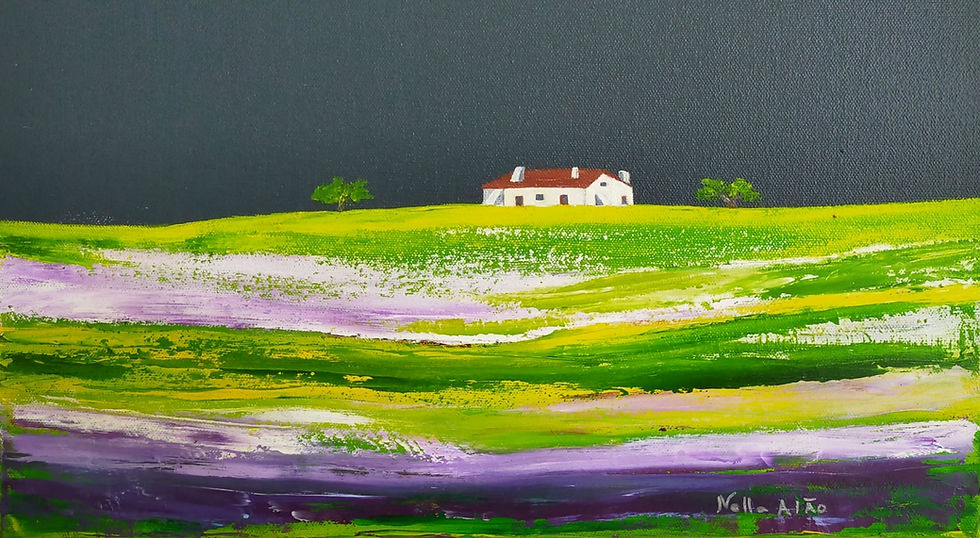 Miniatura: campo de lilases - óleo sobre tela