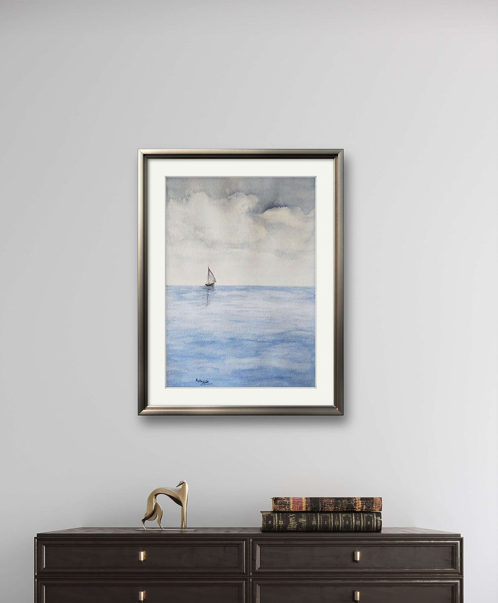 Miniatura: Sailing on a Cloudy Calm Day | Watercolours