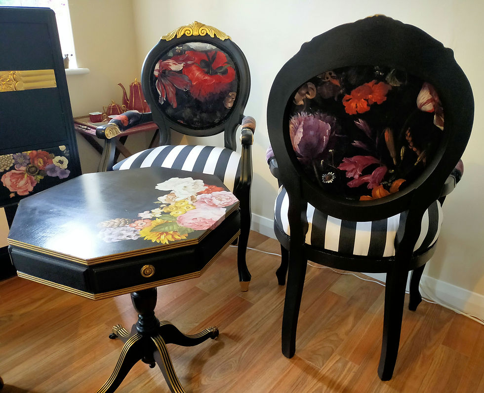 Miniatura: Set 2 Armchairs + Table — ReStyled Luis XV 