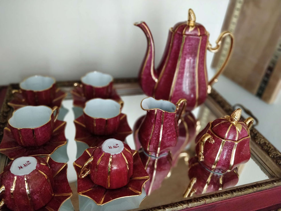 Miniatura: Unique & Chic Coffee Set of 6 Magenta and Pure Gold with offer of the Tray 
