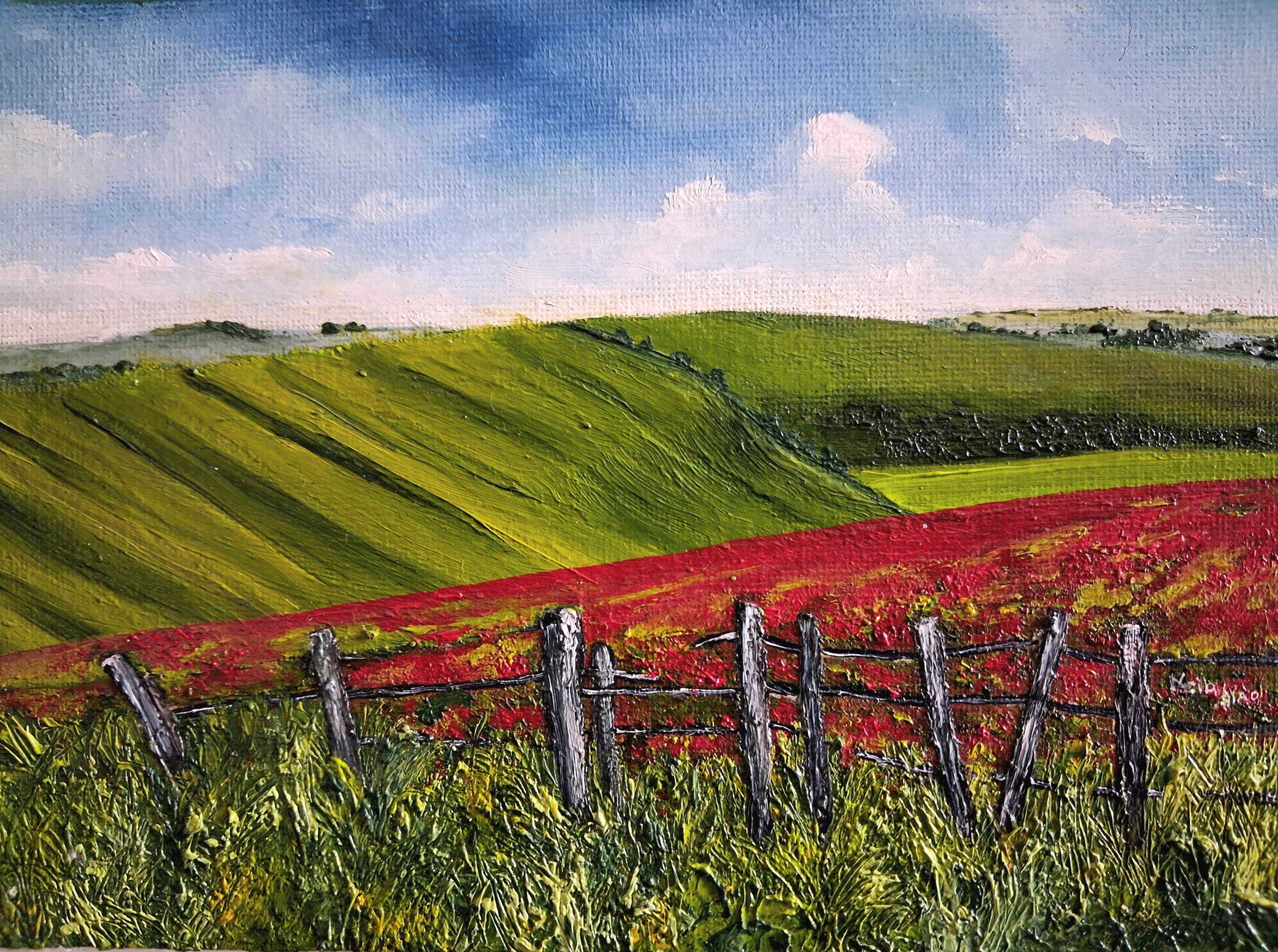 Spring in Sussex Hills, oil painting