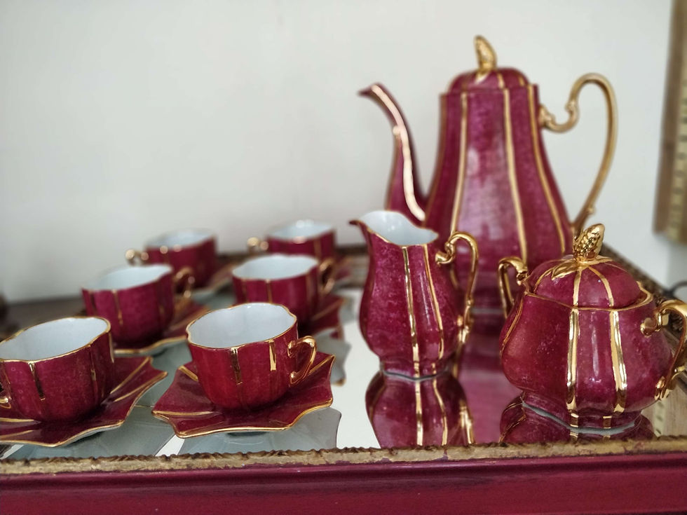 Miniatura: Unique & Chic Coffee Set of 6 Magenta and Pure Gold with offer of the Tray 