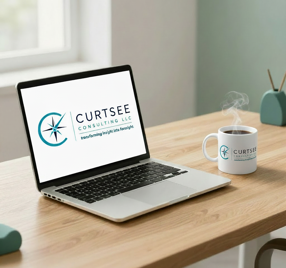 Curtsee Consulting business consulting firm services on a laptop screen.