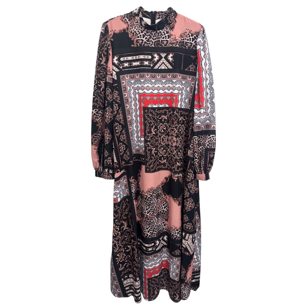 Vestido Manga Longa Estampado com Faixa da Tg & Store - NOVO - Tam 42