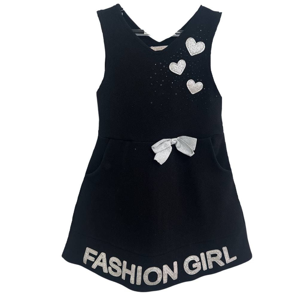 Vestido Preto Corações Prata da Petit Cherie - Tam 3