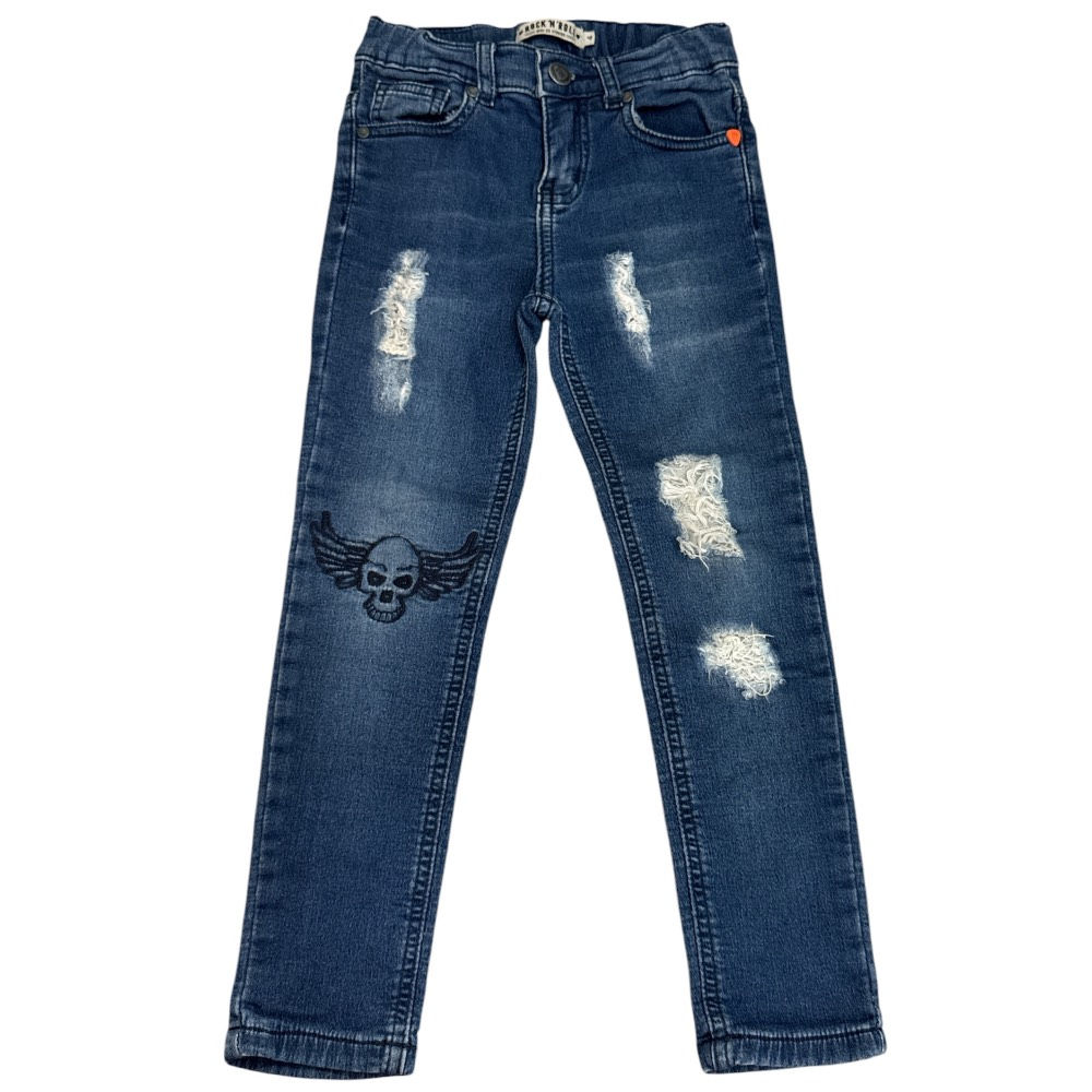 Calça Jeans Desfiada Elástico CIntura da Rock N ' Roll - Tam 4