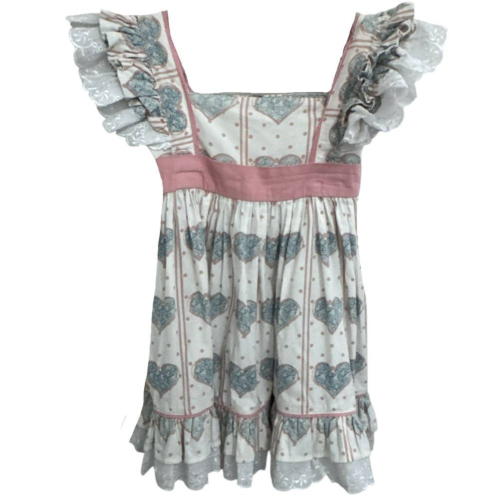 Vestido de Festa Mangas Babados Coração da Petily Kids - Tam 4 - 5