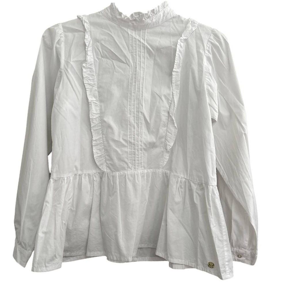 Miniatura: Camisa Branca de Algodão com Babados da Paola Da Vinci - Tam 10