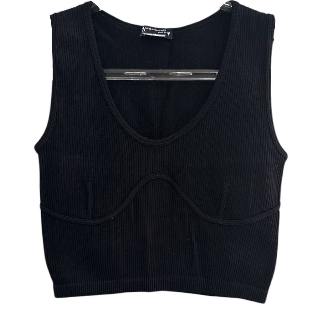 Blusa Cropped Preta Busto Marcado da Zara - Tam PP
