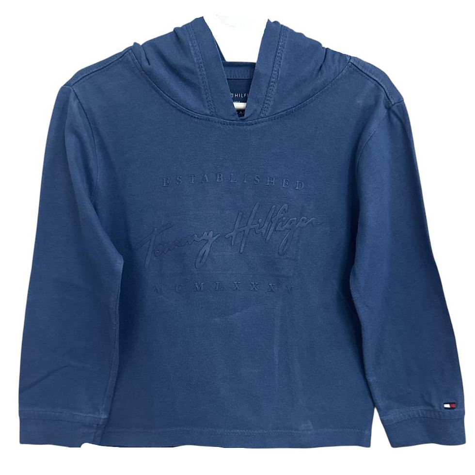 Miniatura: Camiseta Manga Longa com Capuz Azul da Tommy Hilfiger - Tam 2 - 3