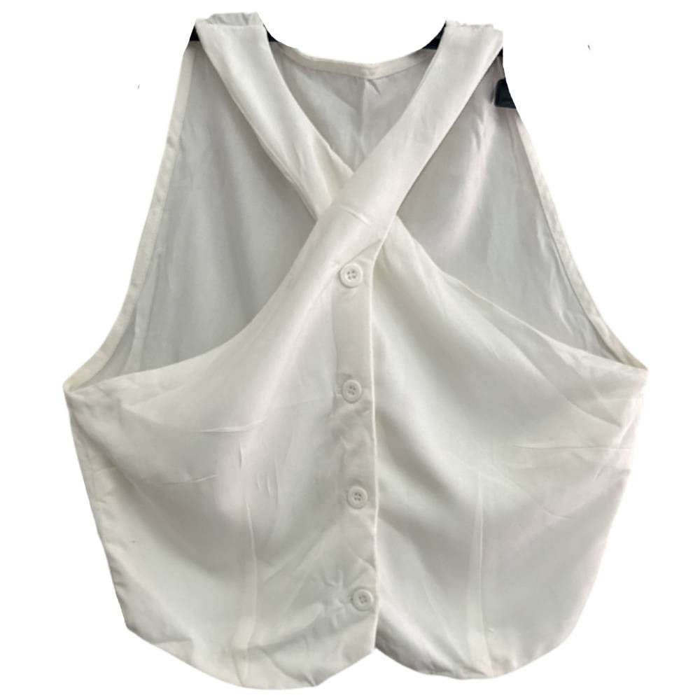 Blusa Cropped de Viscose Off White da Cris Fashion - Tam M