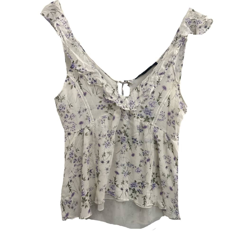 Blusa Regata Sedosa Floral Off White da Zara - Tam P