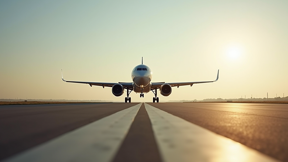 Eye-level view of an aircraft on the runway