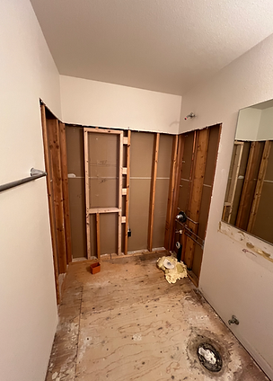 Bathroom remodel, tub removed.