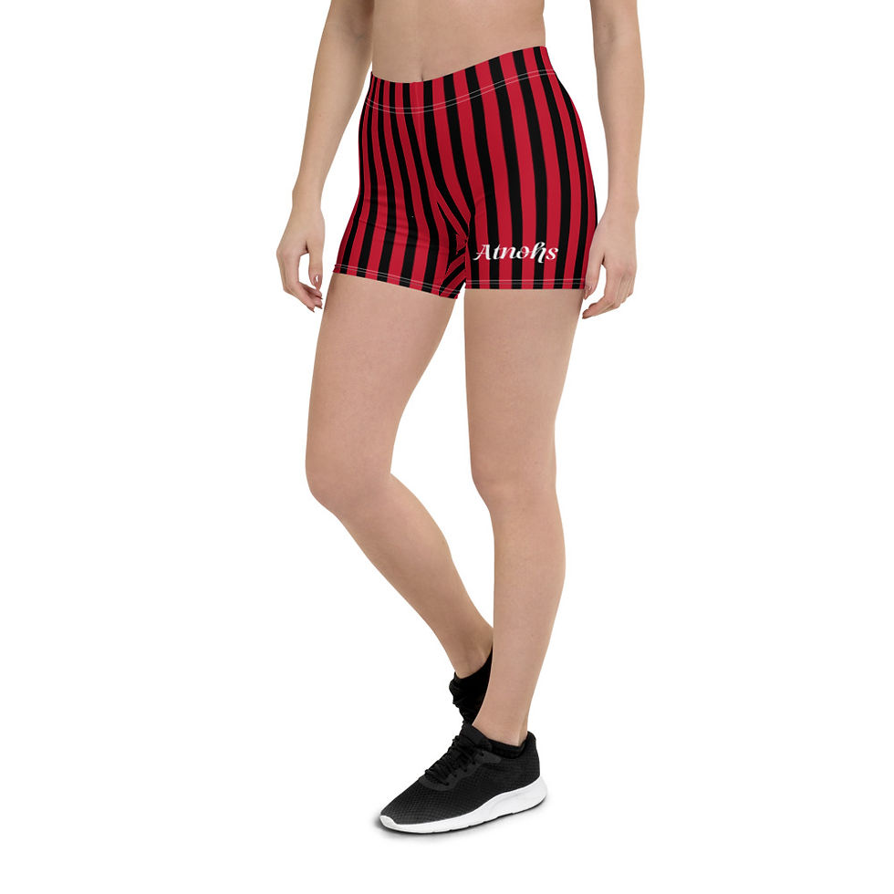 Thumbnail: AOD Red/Black striped biker Shorts