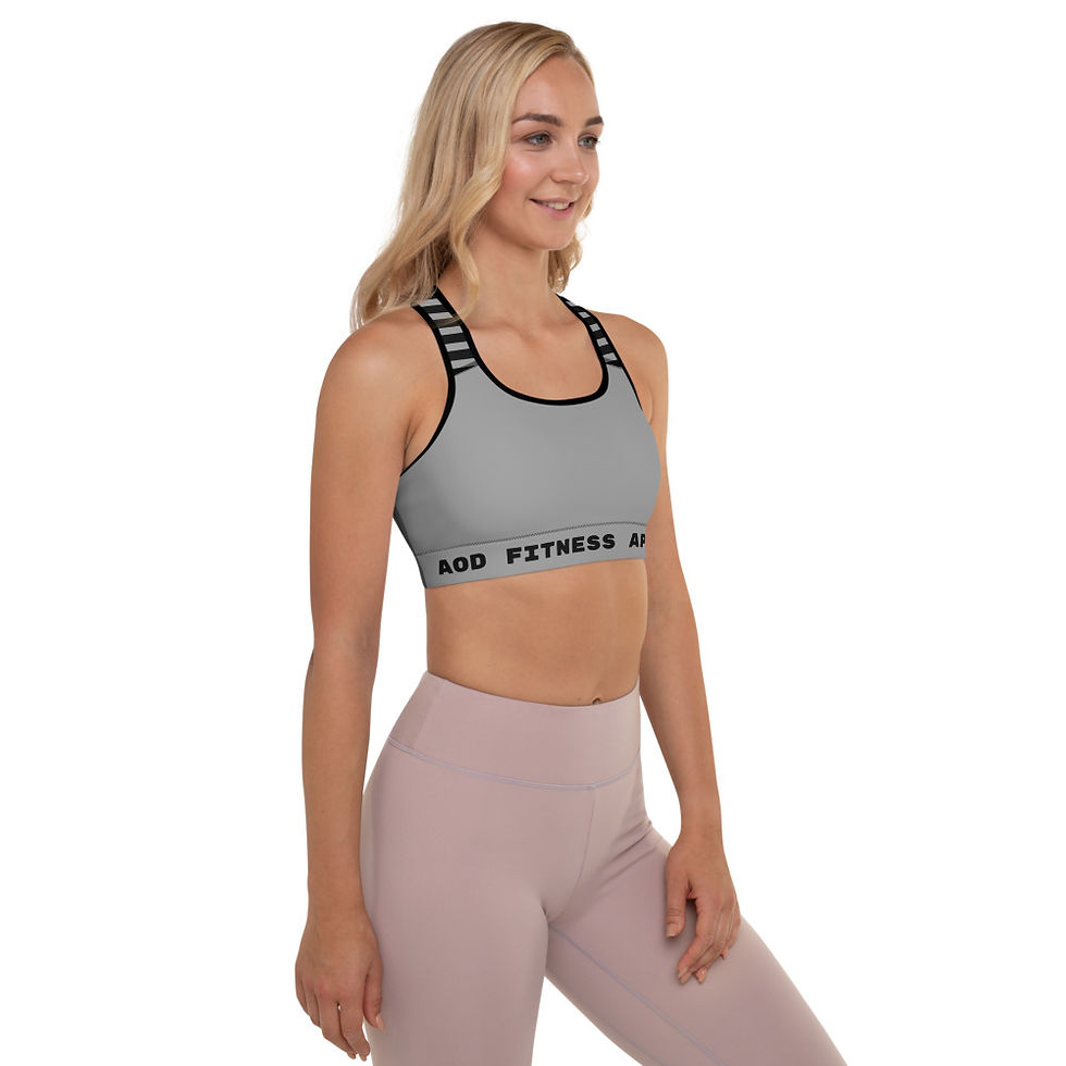 Thumbnail: "AOD Fitness Apparel" noble gray striped Padded Sports Bra 