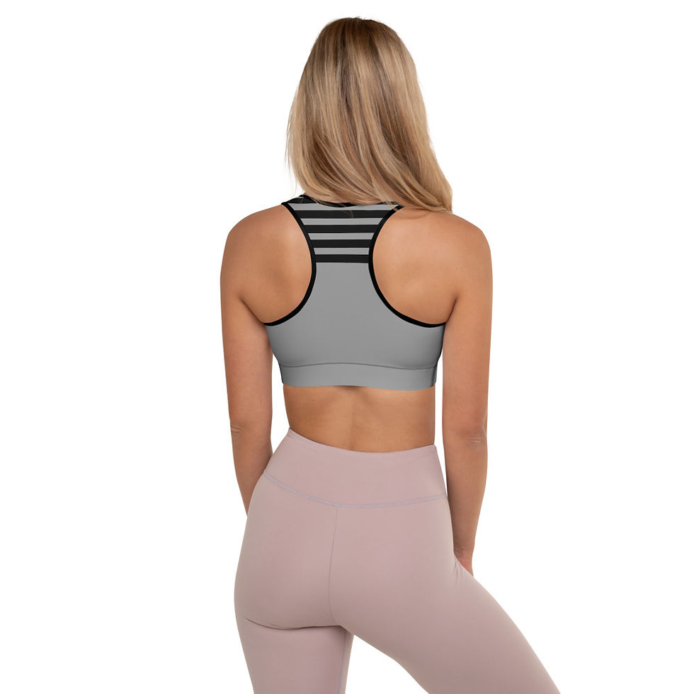 Thumbnail: "AOD Fitness Apparel" noble gray striped Padded Sports Bra 