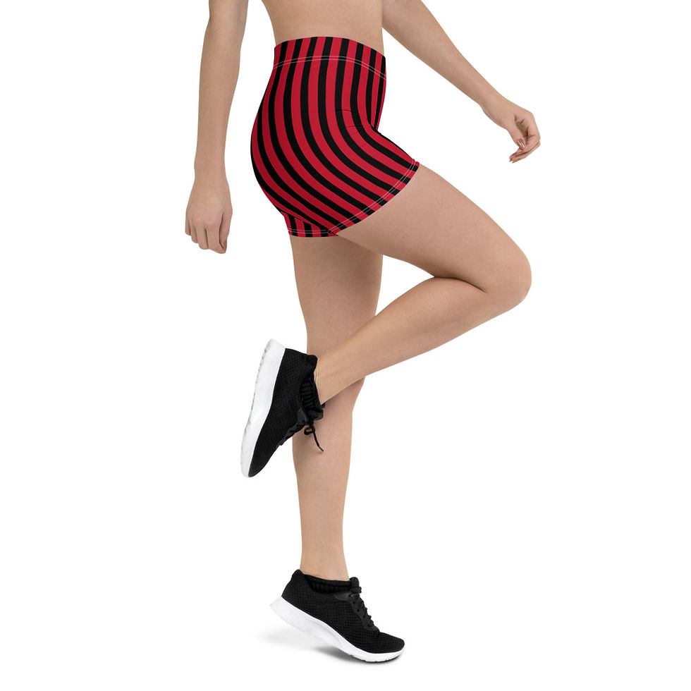Thumbnail: AOD Red/Black striped biker Shorts