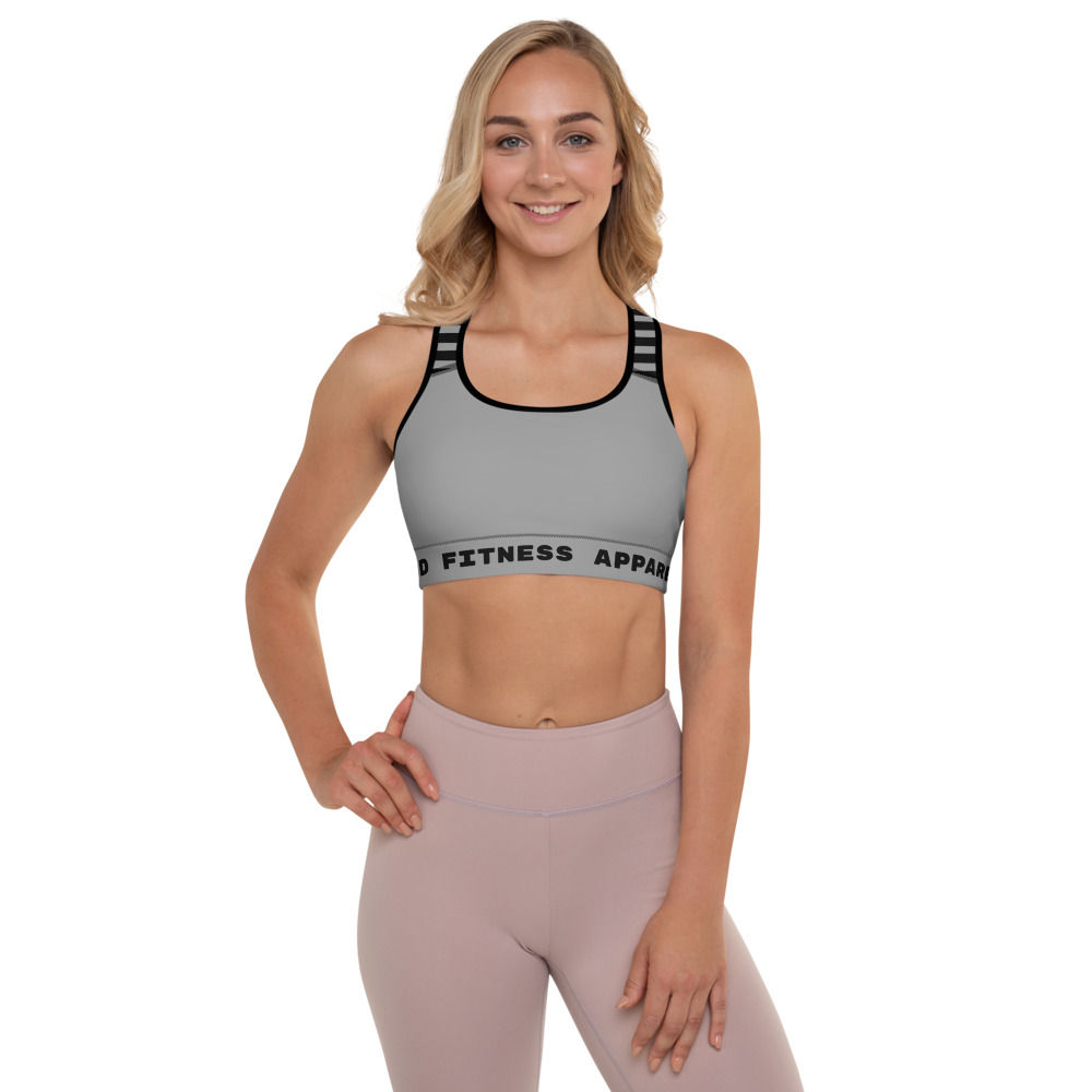 "AOD Fitness Apparel" noble gray striped Padded Sports Bra 