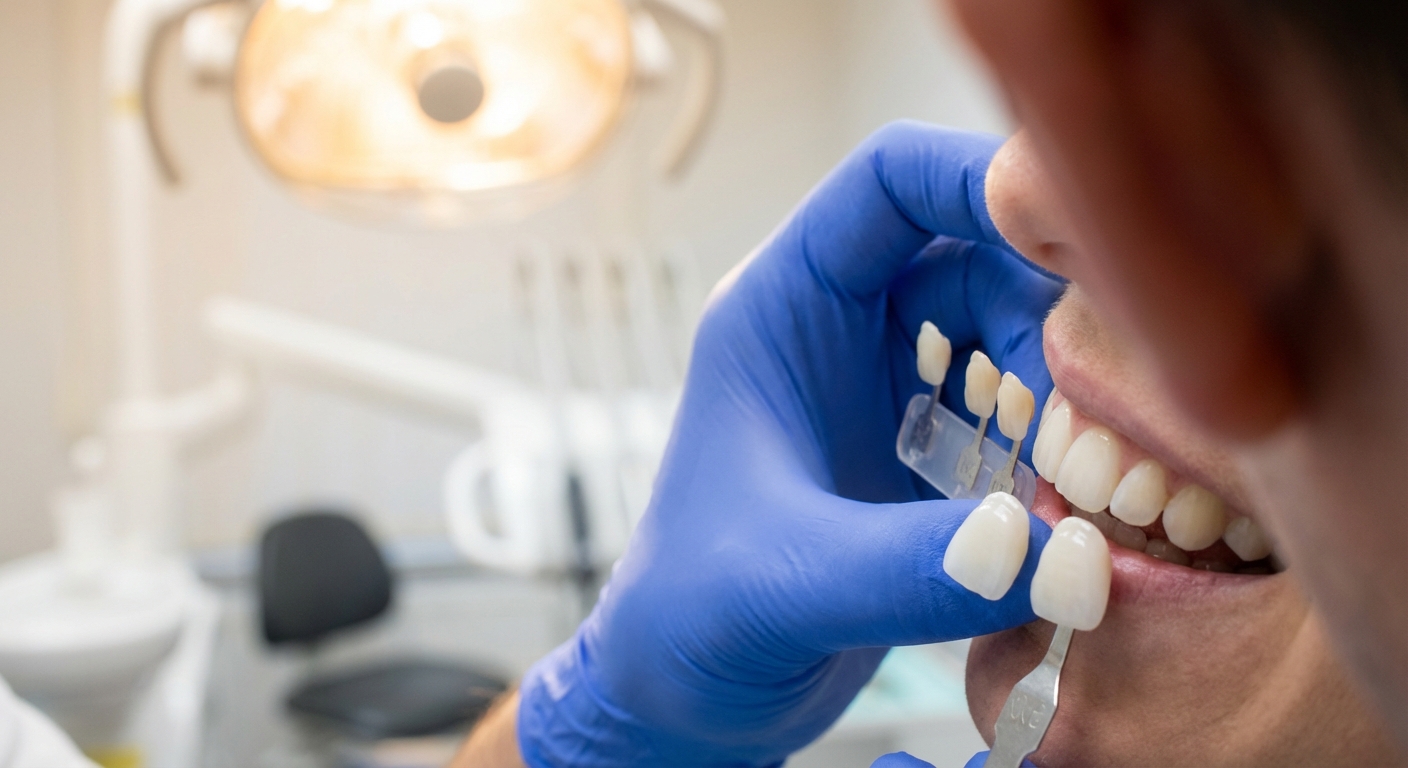 Cosmetic dentistry veneer shade matching at Soh Dental