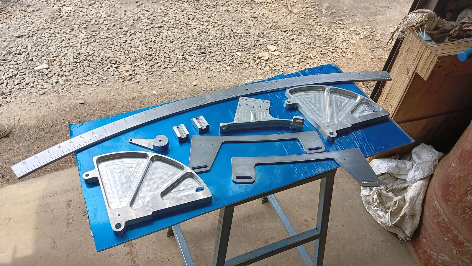 A set of parts, laid out.