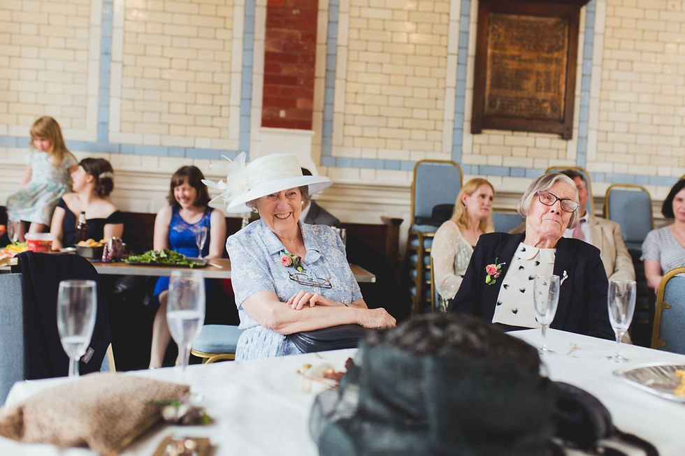 happy wedding guests sheffield upper chapel