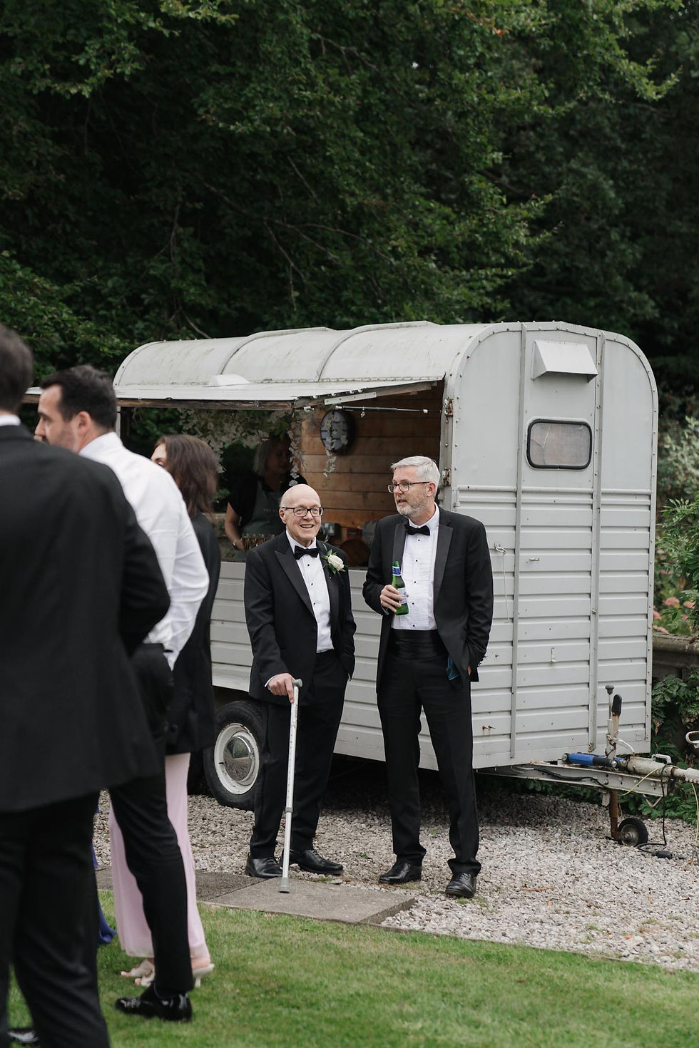 happy wedding guests Barlaston hall