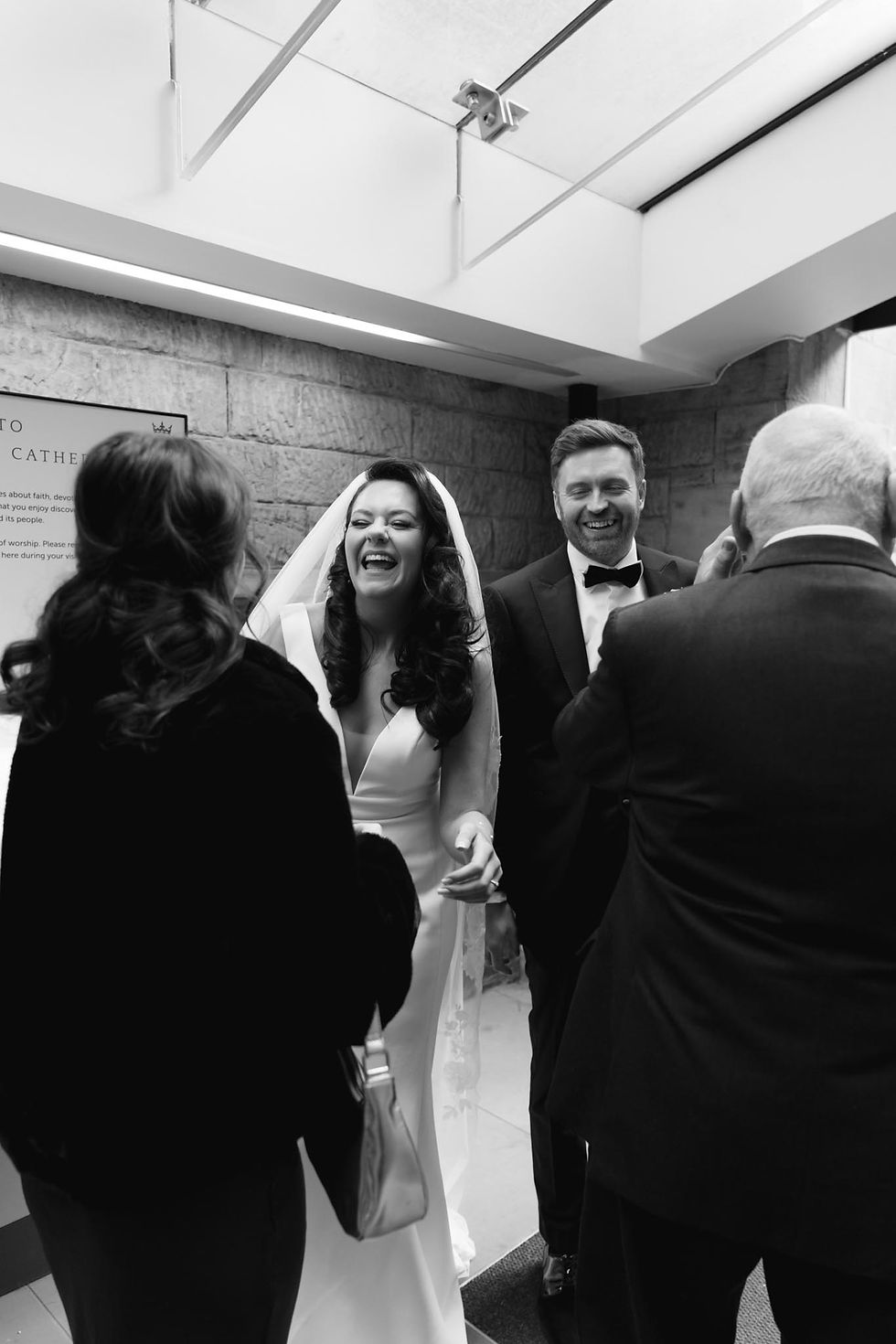happy wedding sheffield photography female wedding photos church