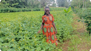 Kenyan farmer on her field where she uses SALM techniques.